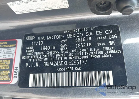 2020 Kia Rio S from USA, damaged, VIN 3KPA24ADXLE296177